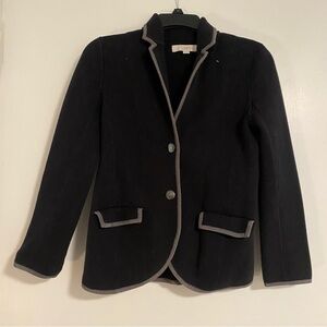 LOFT Black/Gray Trim Blazer Jacket Size M Career Business Casual Work Pockets